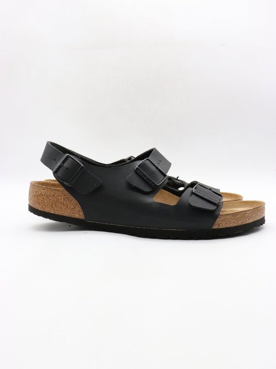 Birkenstock Milano Men\'s EU 46 US 13 Black Birko Flor Strappy Sandals Buckle